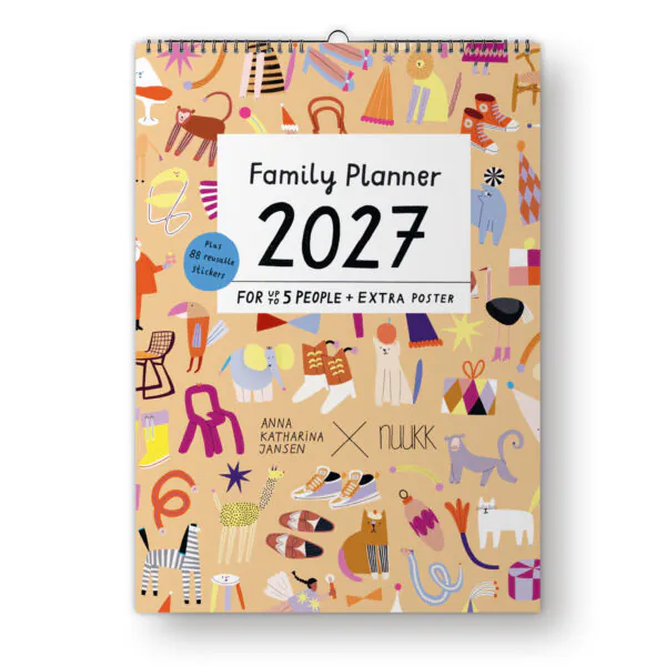 Familienkalender "Bunte Bande" 2027 inkl. Poster + 88 Sticker