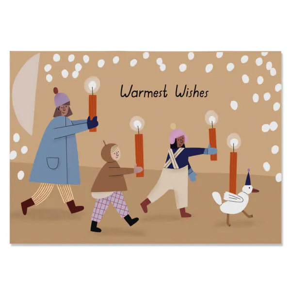 Postkarte "Warmest Wishes mit Kerzen"