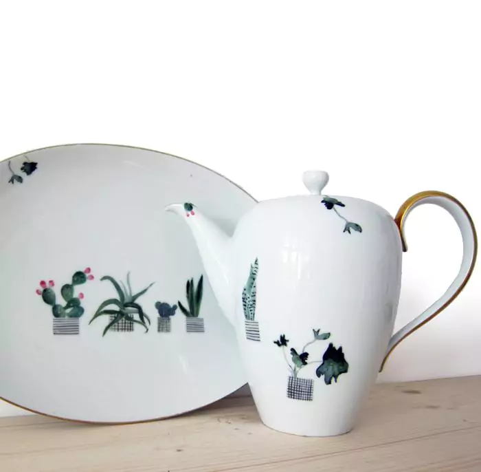 Bunte Kakteen Porzellansticker