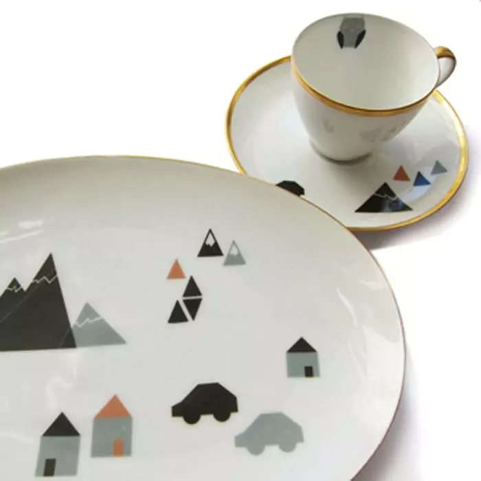 Small town porcelain sticker