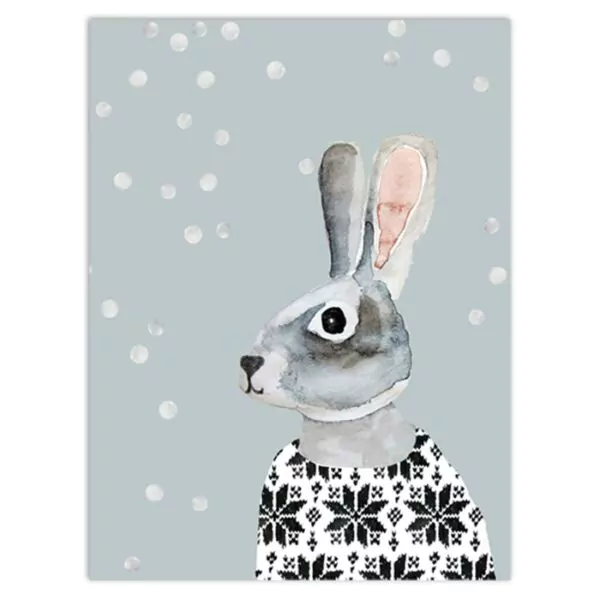 Winter bunny postcard