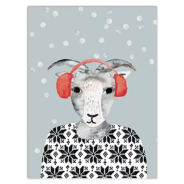 Winter goat postcard