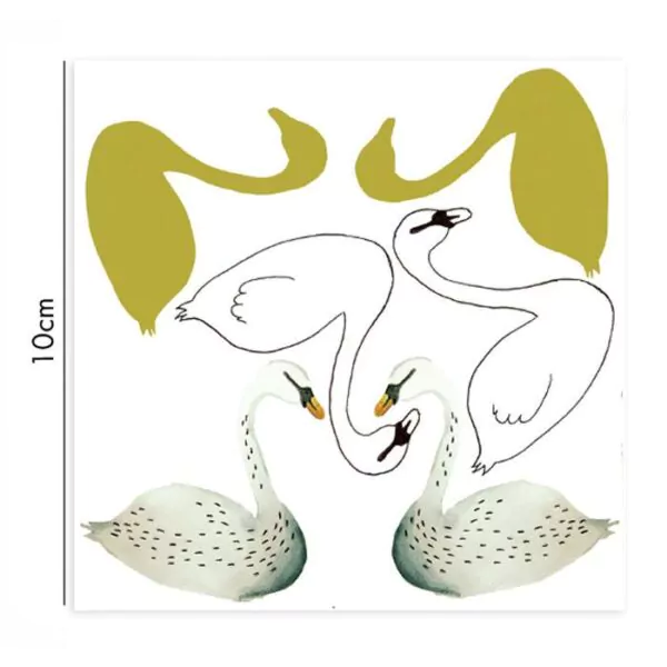 Swans porcelain stickers